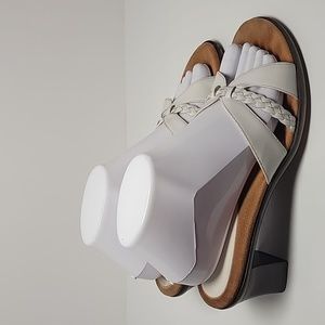 Aerosoles Leather White Sandals Kitten Heel Slip-On Slide-On Open Toe Mule 8.5B